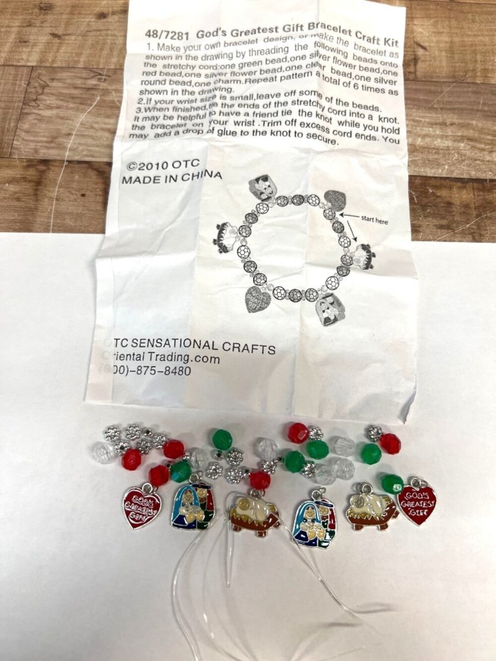 Gods Greatest Gift Bracelet Craft Kit With Nativity Charms & Beads DIY Project